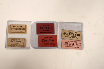 California Fishing Bait Tokens, 6, Very Rare [190780]