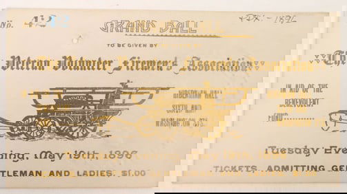 Firemen's Ball Ticket, 1896 [190593]