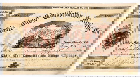 Bodie Bluff Consolidated Mining Co. Stock with Leland Stanford's Signature [188106]