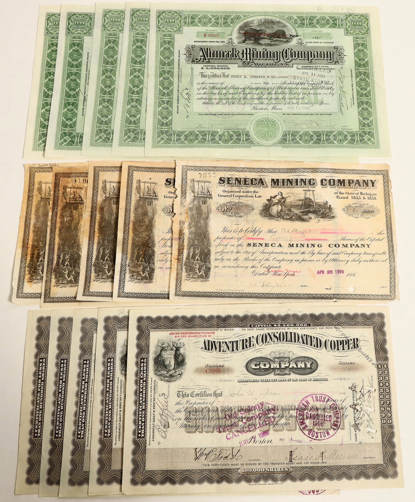 Michigan Mining Stock Collection [190121] (1 of 2)