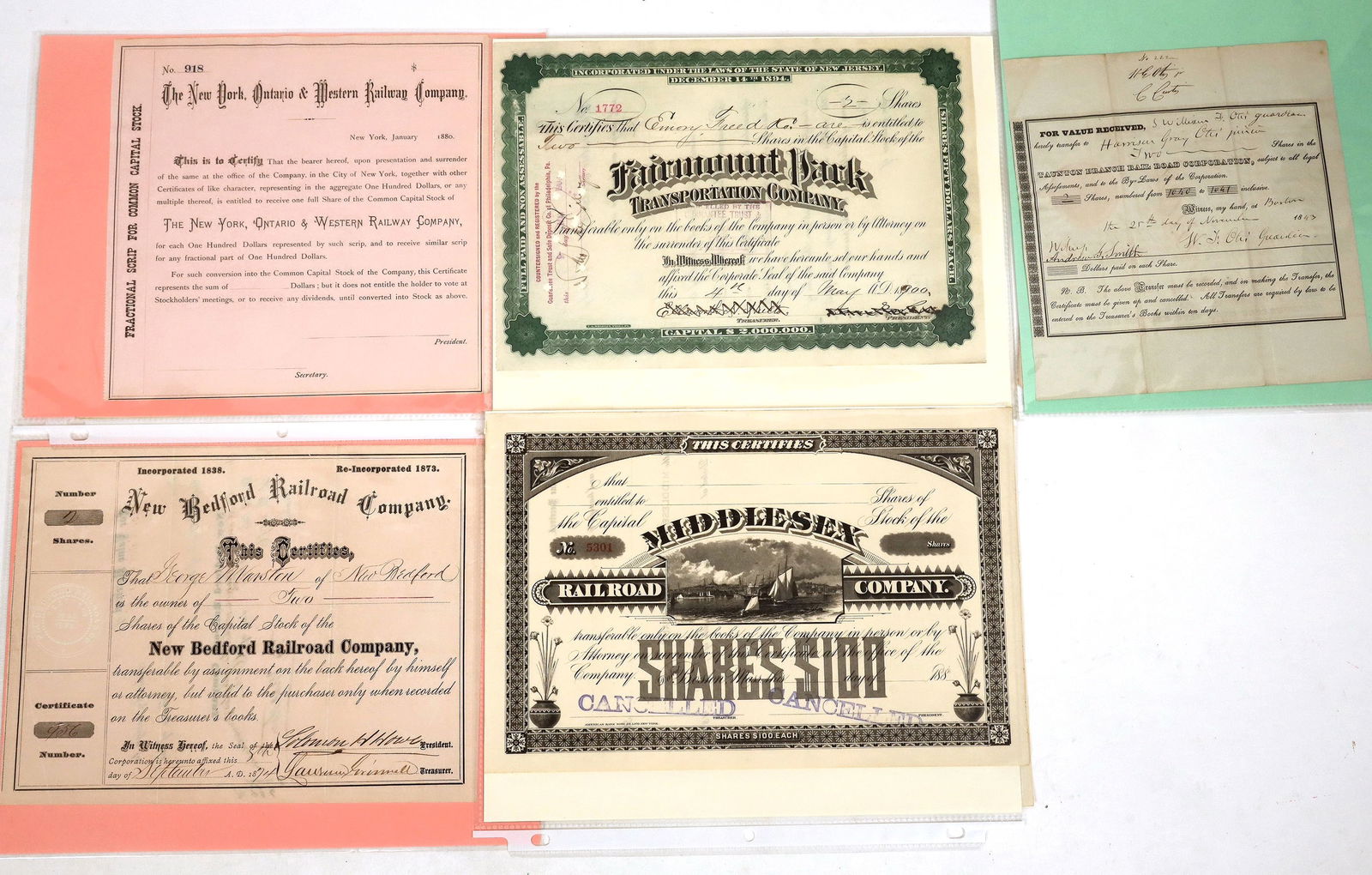 Eastern Railroad Stocks c1835-1900 (10) [187359] (1 of 1)