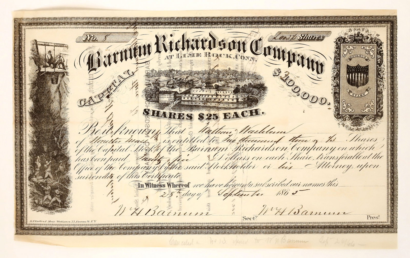 Barnum Richardson Stock, 1865 [191167] (1 of 1)