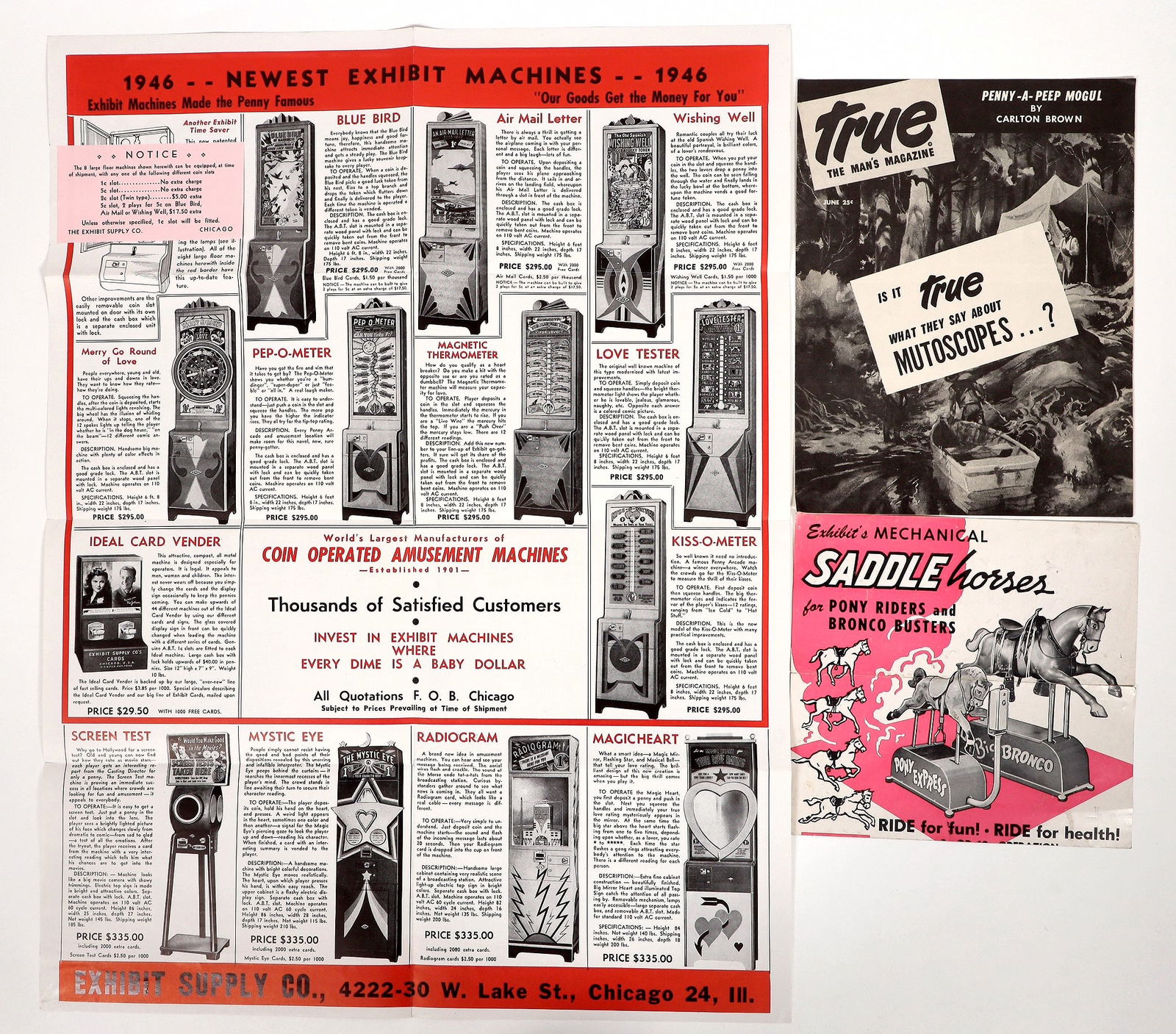 Coin Operated Machine Ephemera Trio, Rare [192832] (1 of 1)