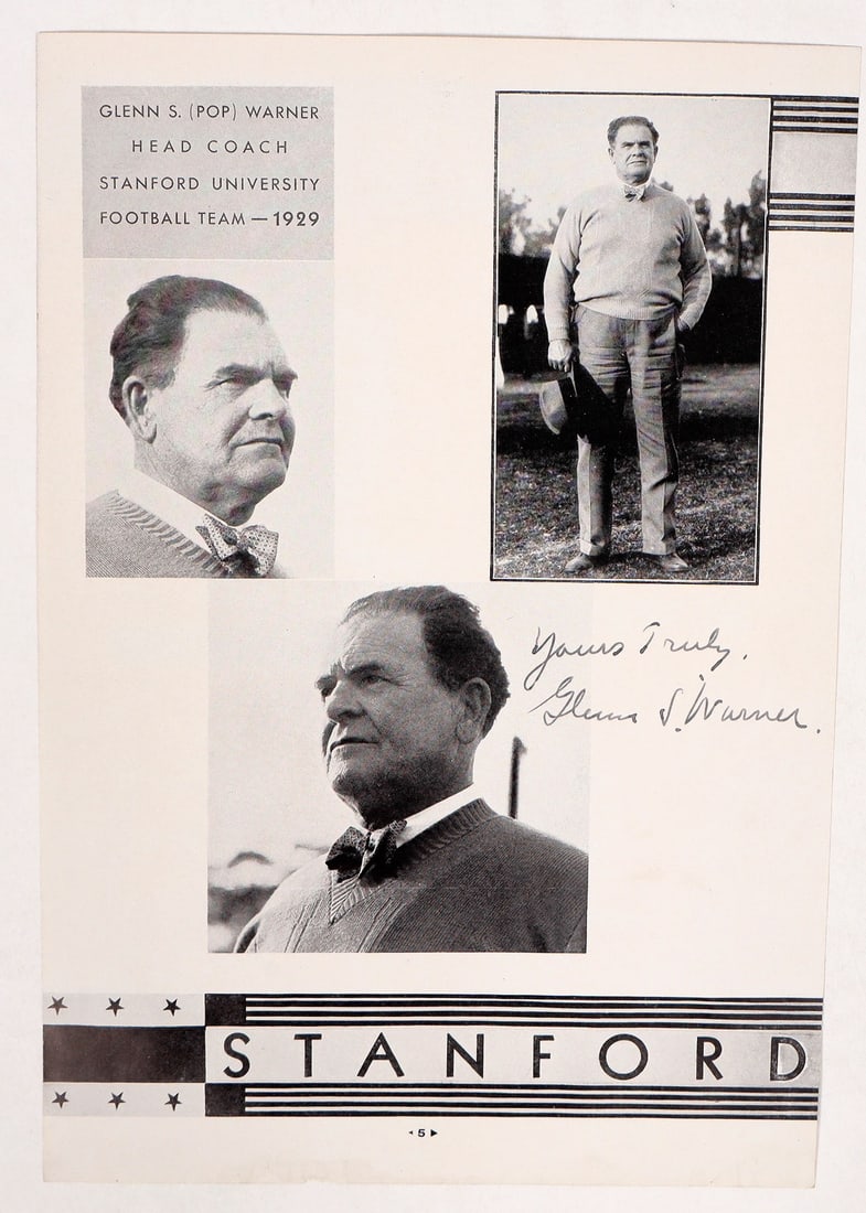 Glenn "Pop" Warner Autograph on Stanford Yearbook Page [191472] (1 of 2)