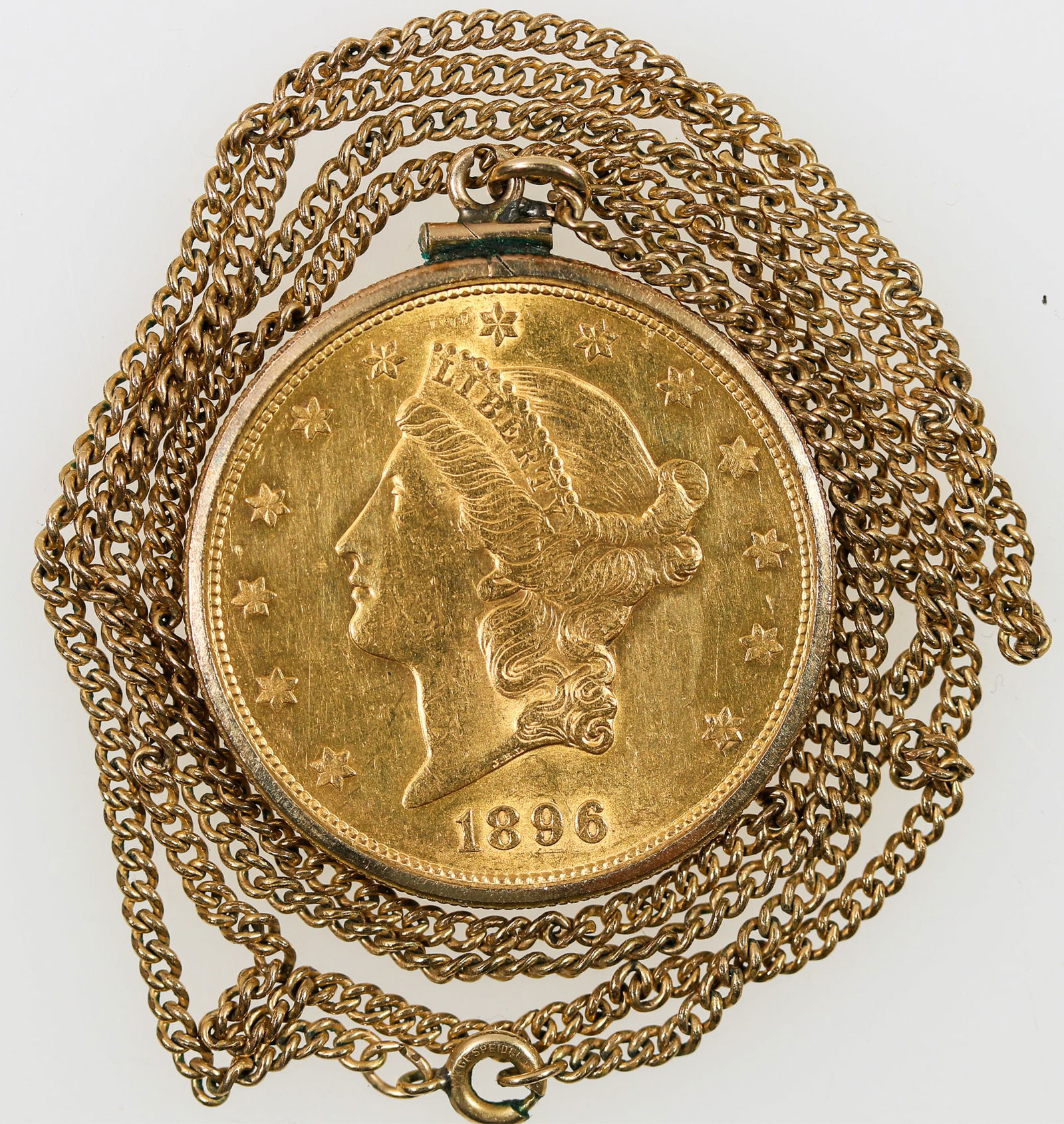 U.S. Liberty Head $20 Gold Piece Necklace: 1896-S [193166] (1 of 2)