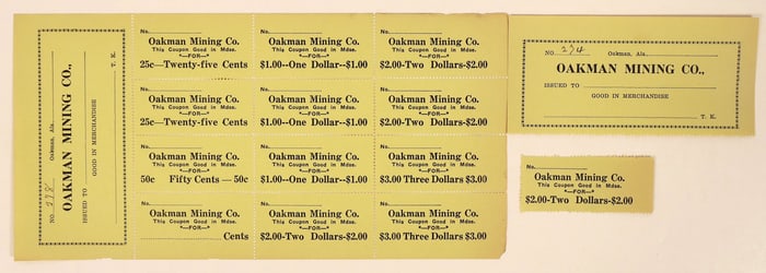 Oakman Mining Co. Scrip, Alabama, Early 1900s [191412]