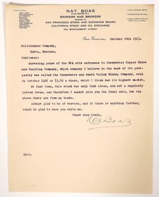 Nat Boas, Mine Promoter, Letter re Greenwater, 1913 [193438]