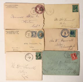 California Postal History, Covers, c1889-1900 (6) [191579]