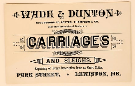 Maine Carriages and Sleighs Business Card [188982]