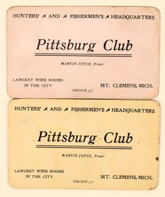 Michigan Pittsburg Club Saloon Business Cards [188973]