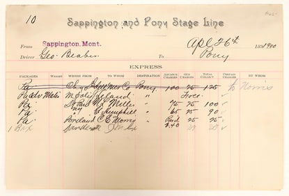 Montana Stage Line Ledger [191386]