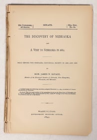 Pamphlet of  The Discovery of Nebraska visit in 1662 by Hon. James W. Savage  [191750]