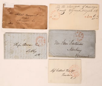 US Red Cancel Covers, c. 1850-51, 5 Total [193169]