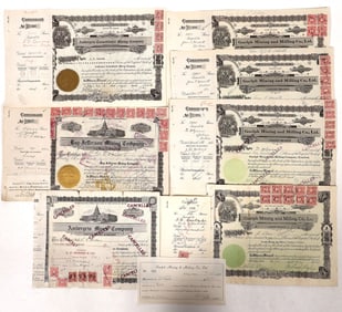 Revenue Stamps on Stocks, 8 Stocks [192115]