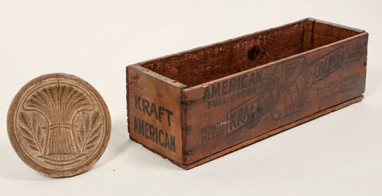 Wood Kraft Cheese Box and Butter Mold [192060]