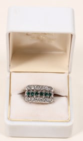 Costume Jewelry Green & White Stone Ring [192371]