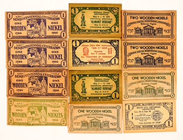 Wooden Nickels, Eastern States, c1936-54 (12) [191319]