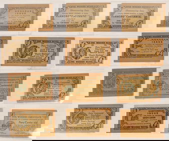 Wooden Nickels, Indiana, Illinois, c1949-54 (12) [191410]