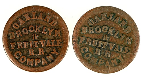 Brooklyn & Fruitvale Railroad Tokens (2 types) [193021]