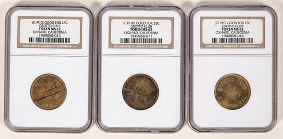 Grotto Club Tokens: MS 62 (3) [192225]