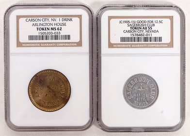 NGC Graded Carson City Tokens (2) [191885]
