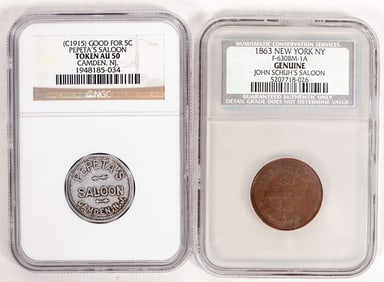 NY/NJ Graded Saloon Tokens (2) [192141]