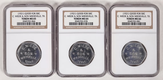 C. Wiede & Son Tokens: MS 64, 65,66 (3) [192143]