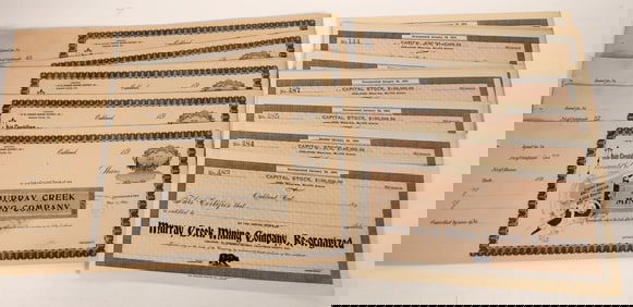 Unissued Murray Creek Mining Stock Certificates  (A Lot) [192986]