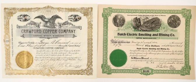 Pair of Maine Mining Stocks, 1904-1907 [191398]