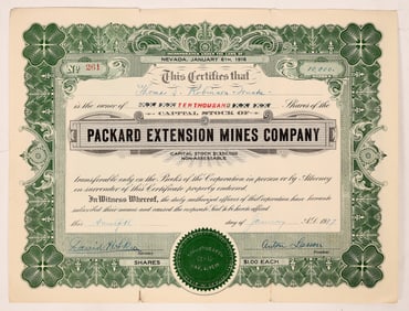 Packard Ext Mines Stock, 1917 [192113]