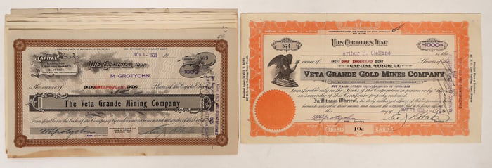 The Veta Grande Mine Stock Certificates (7) [192491]