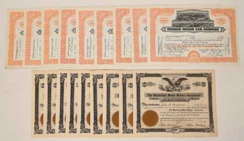 Hudson and Hasbrouck Motor Stocks, 10 Each [190967]