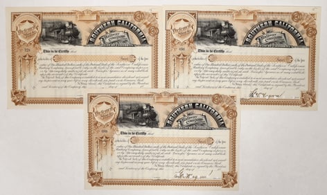Southern California Railway Stock Certs (3) [191777]