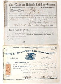 Indiana RR Stock Pair, 1853-67 [192451]