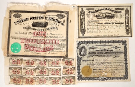 Iowa RR Stock  and a Bond, 3, 1855-89 [192616]