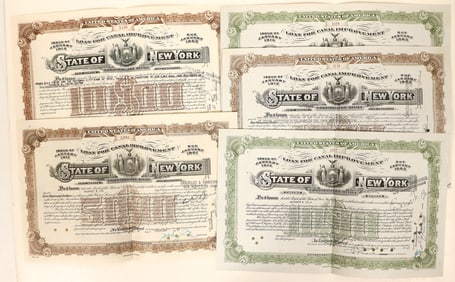 New York Canal Improvement Bonds, 4 Different, 5 Total [189811]