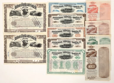 ATSF Railroad Stocks and Bonds, c1889-1919 (11) [191580]