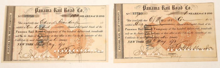 Panama Rail Road Stock Pair, 1872 [189806]