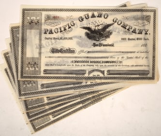 Pacific Guano Company Blank Stock Certs (9) [192700]