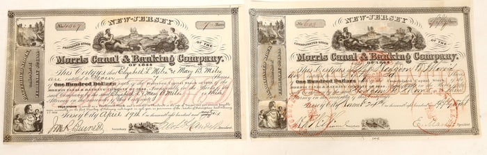 Morris Canal & Banking Stock, 2 Different, 1859 [190943]