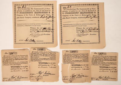 Early Pennsylvania Turnpike Stock Certs (6) [192509]