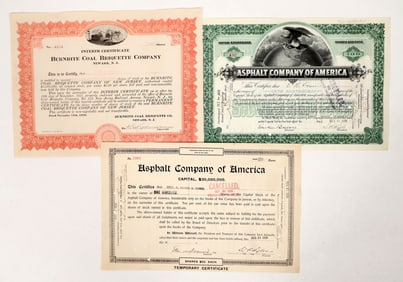 Asphalt and Coal Stock Trio, 1899-1920 [191259]