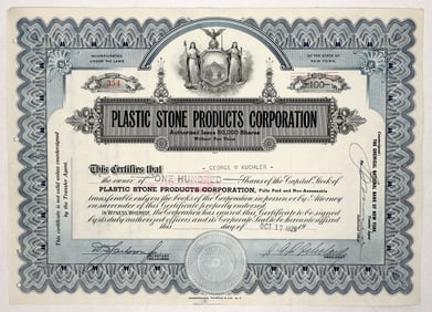 Plastic Stone Products Stock, 1929 [192271]