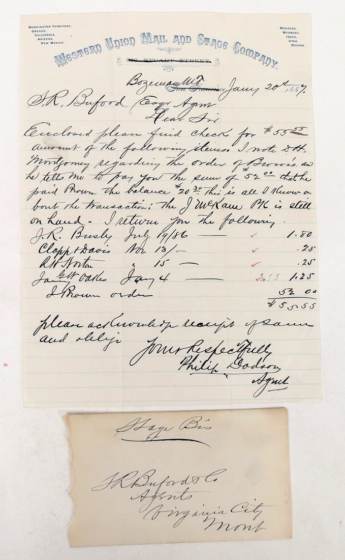 Montana Western Union Mail and Stage Letterhead, Rare [193689] (1 of 1)