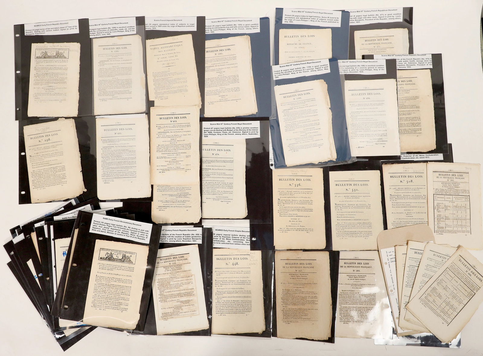 Bulletins From 1809-1859 (36) [183274]: Consists of 34 royal bulletins and two indexes courtesy of the King and later, Emperor Napoleon. It would really help to know how to read French. but nonetheless, these are indeed historical documents