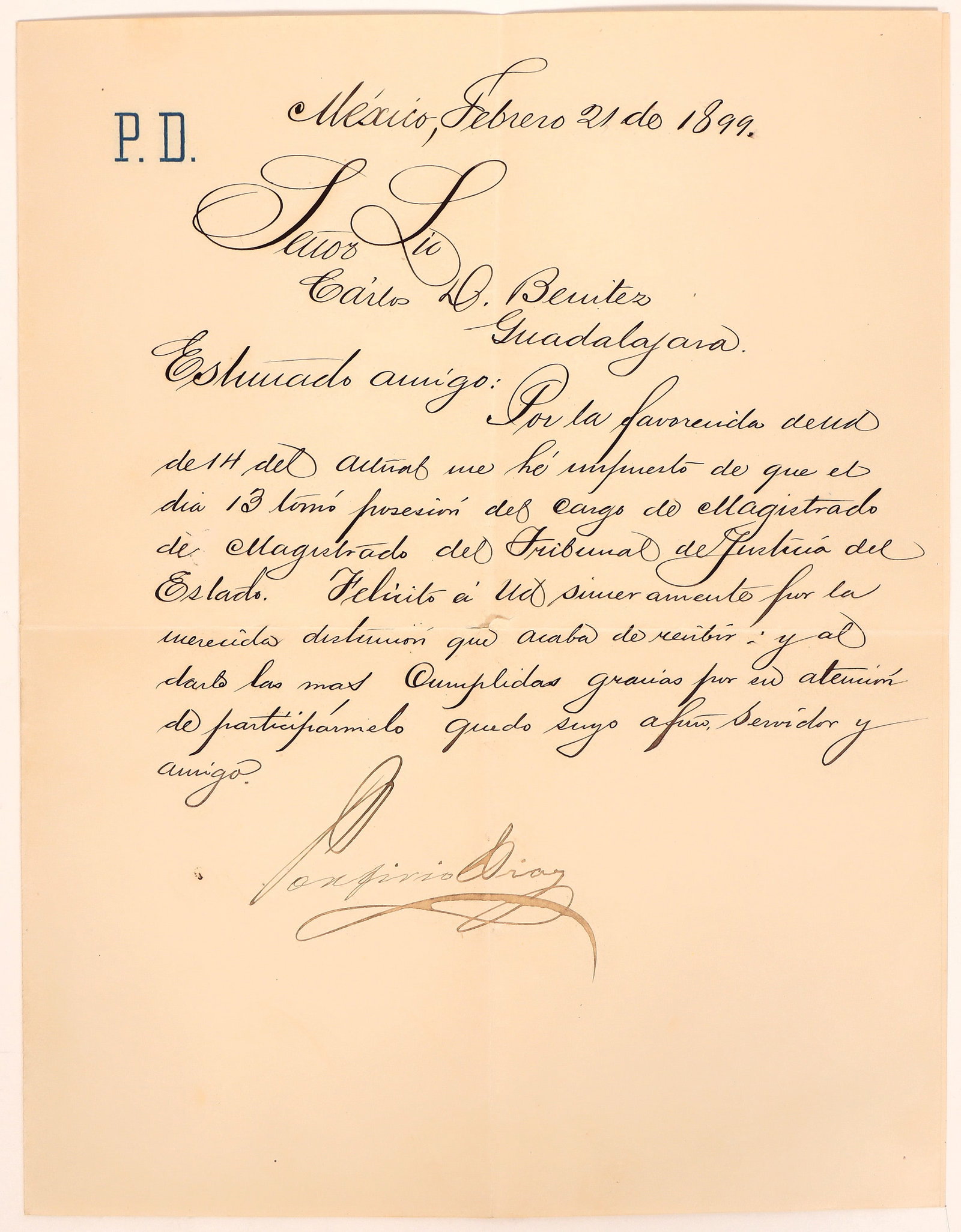 Mexican President Diaz Signed Document [185596] (1 of 1)