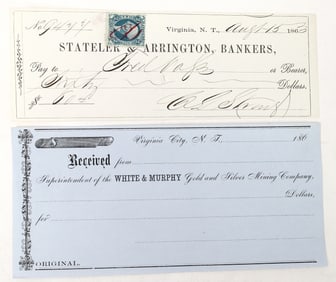 Virginia, Nevada Territory Check Pair [193707]
