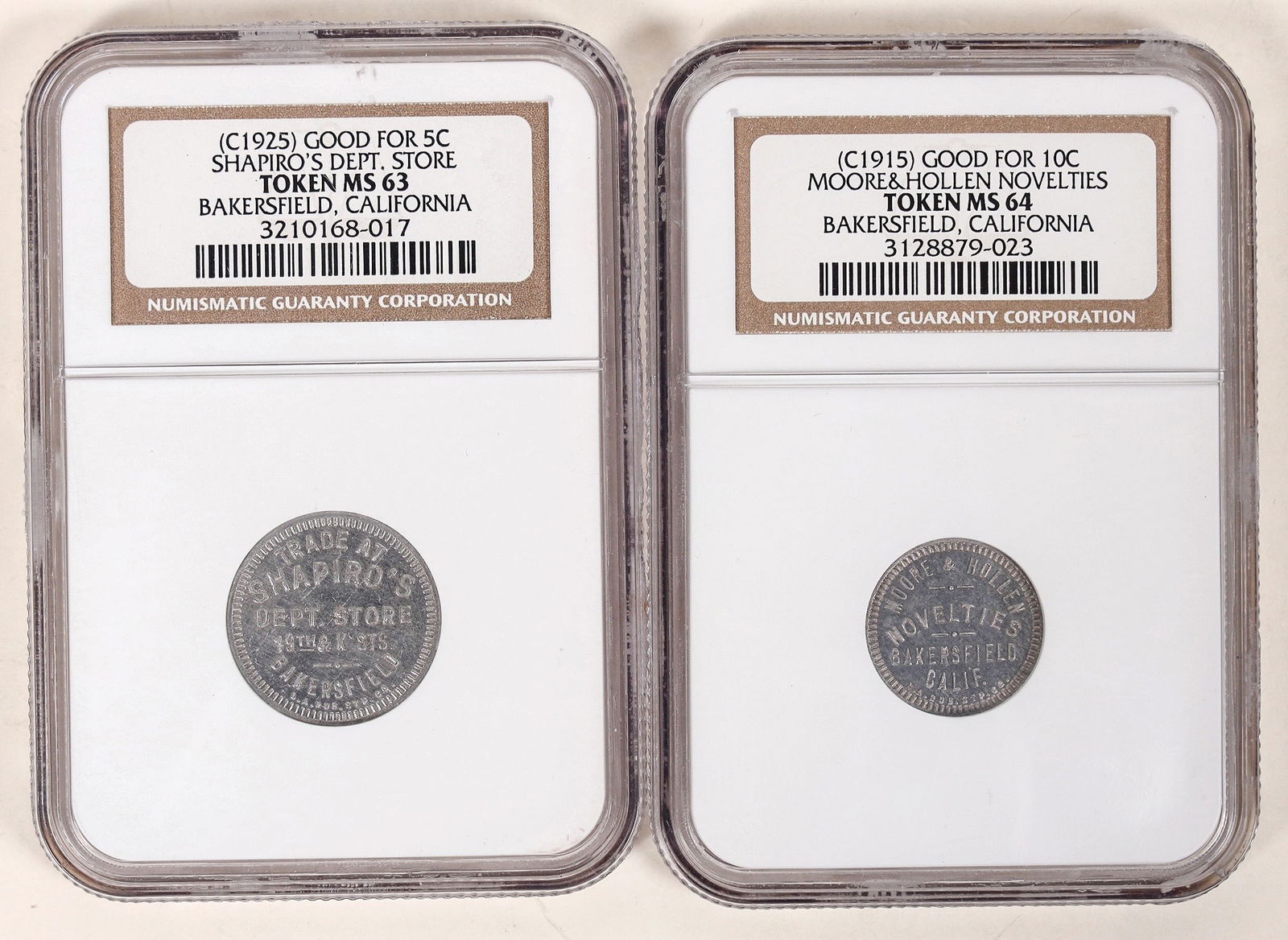 High Grade Bakersfield Tokens (2) [192221] (1 of 2)