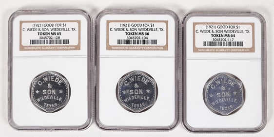 C. Wiede & Son Tokens: MS 64, 65,66 (3) [192144]