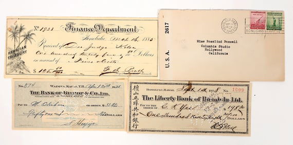 Hawaiian Checks & Postal Cover [193993]